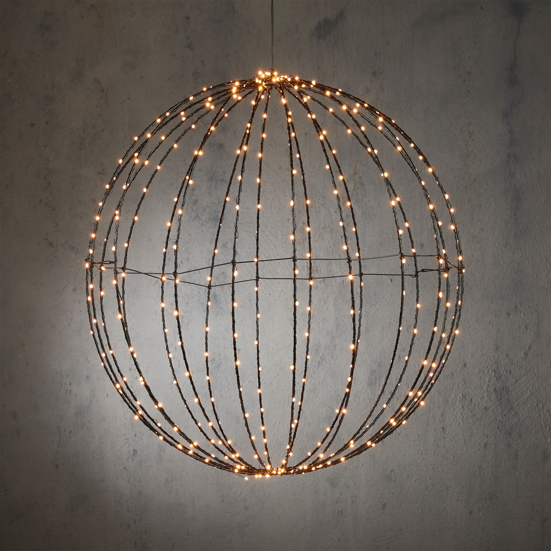 Bola Gigante Preta c/ Luzes Led Branco 60cm