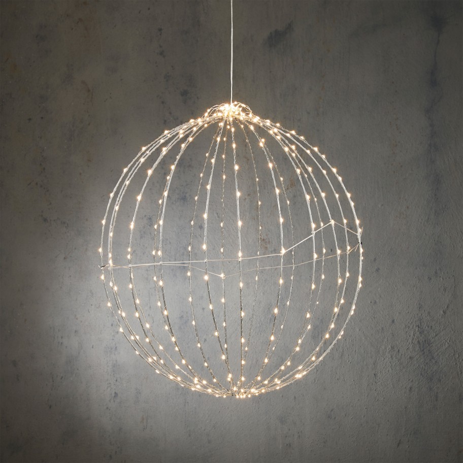 Bola Gigante Prata c/ Luzes Led Branco 50cm