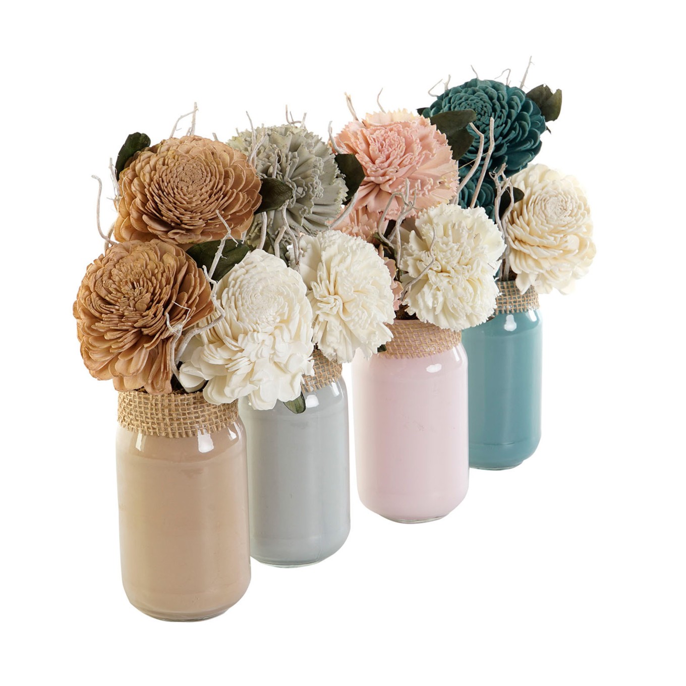 Flor Seca em Vaso de Vidro Sortida