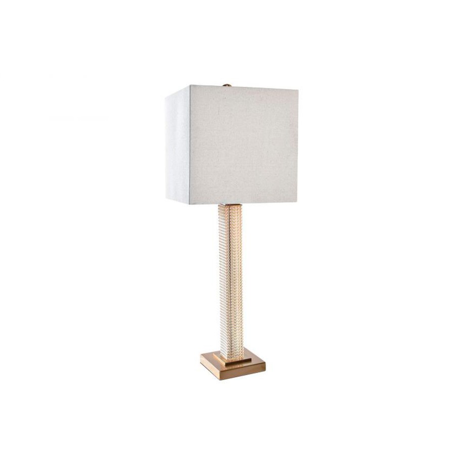 Candeeiro de Mesa Metal/Vidro Dourado 28x28x76