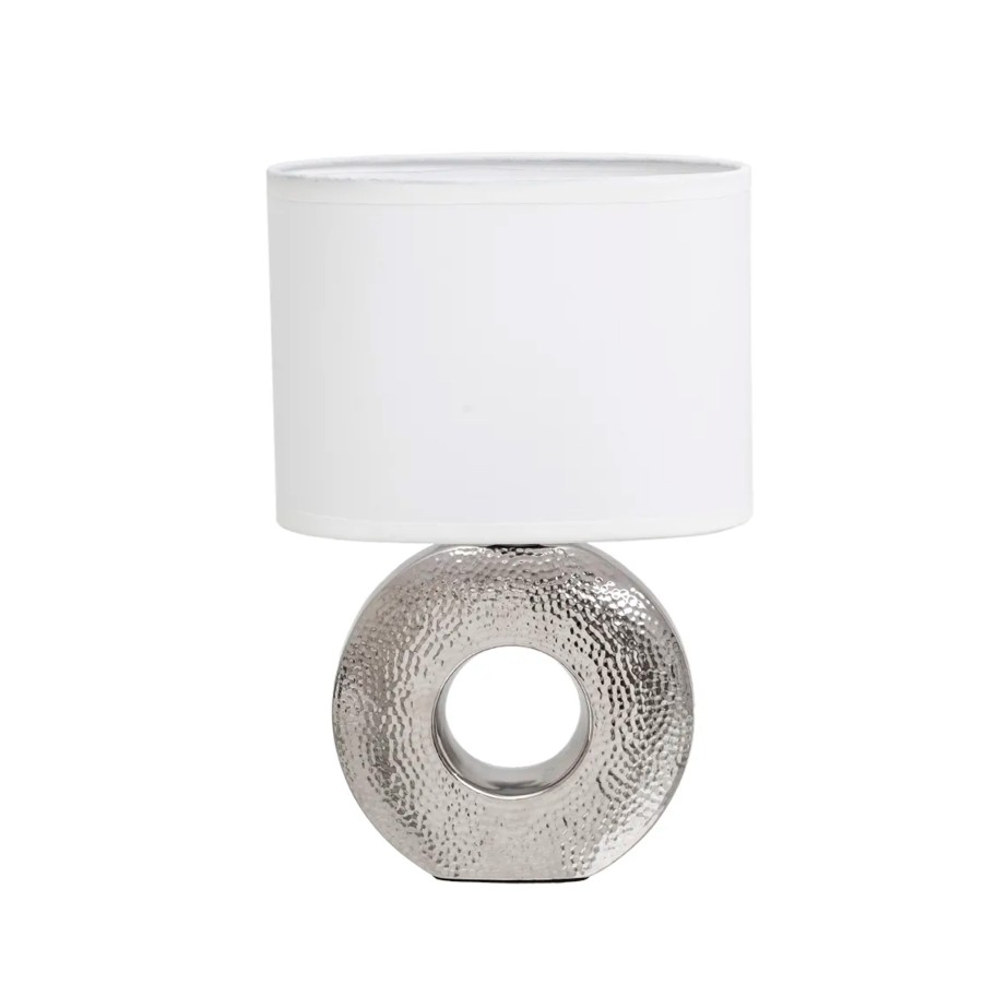 Candeeiro de Mesa em Cerâmica Prata 20x10x31cm