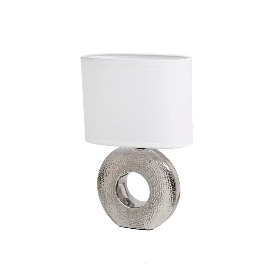 Candeeiro de Mesa em Cerâmica Prata 20x10x31cm