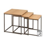 Conjunto 3 Mesas Mdf/Metal Natural/Cinza