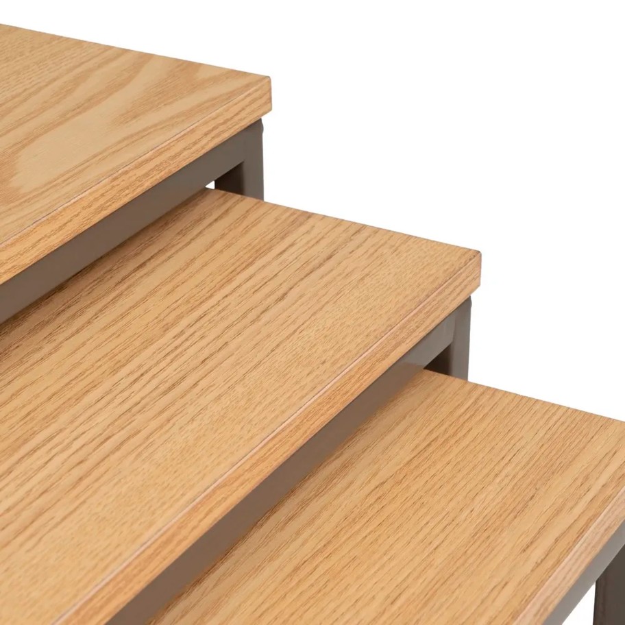 Conjunto 3 Mesas Mdf/Metal Natural/Cinza