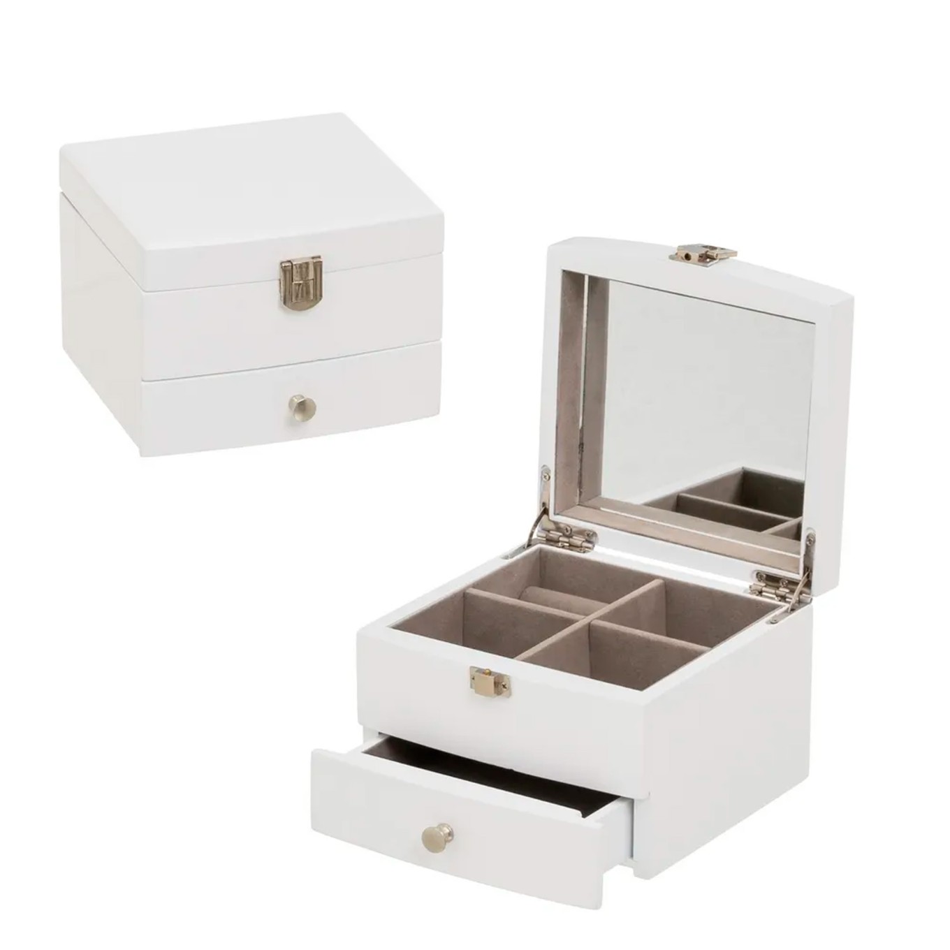 Estojo de Joias Mdf Branco 15x14x11cm