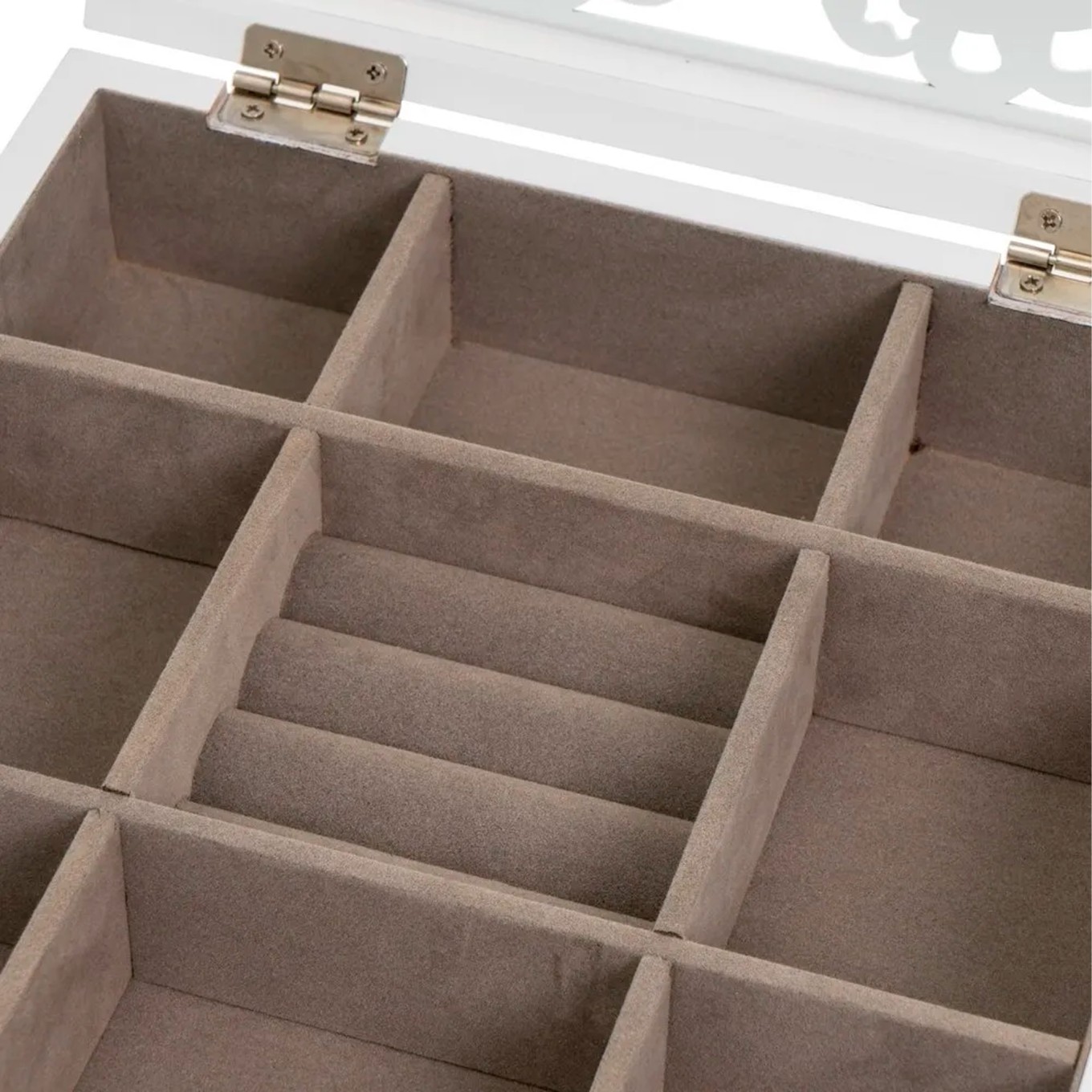 Estojo de Joias Mdf/Cristal Branco 23x23x7cm