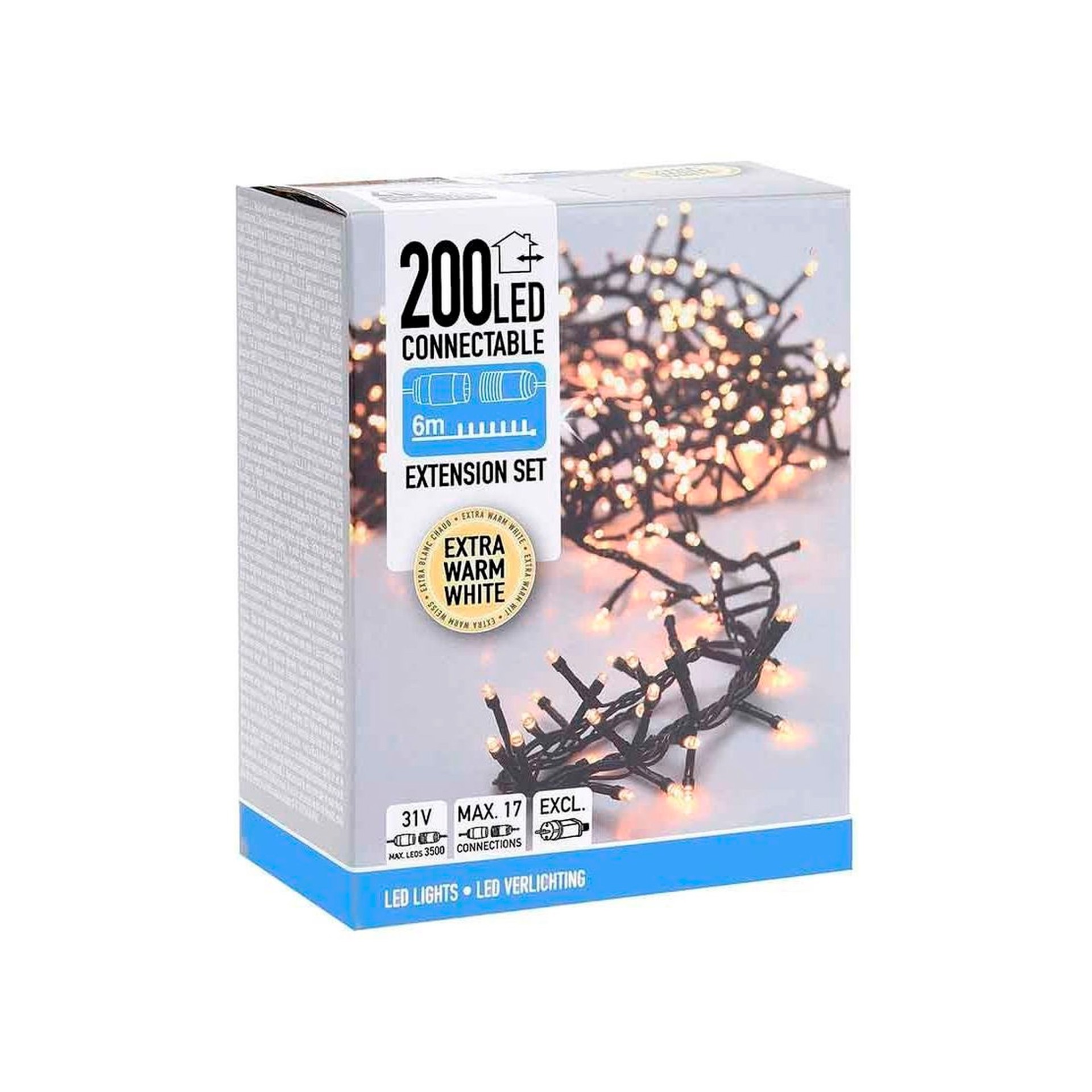 Luzes de Natal Conect�veis 200 Led Branco Extra Quente 6m