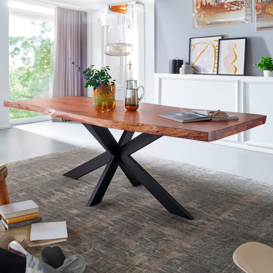 Mesa Mónaco em Madeira de Acácia com Patas Matriz XL
