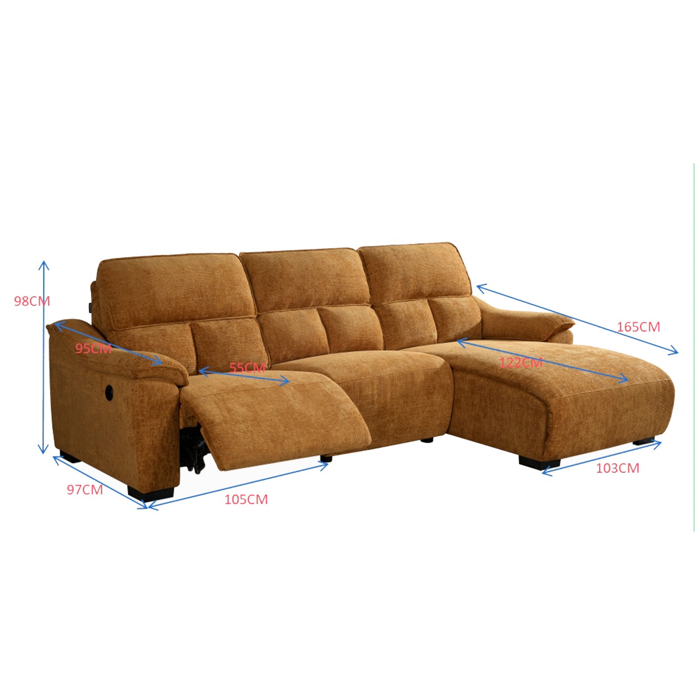 Sof� Chaise Longue Minnesota com Relax Esquerda