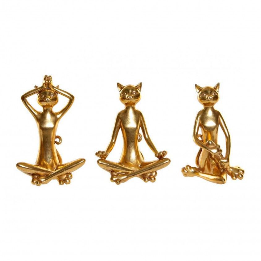 Figura Resina Gato Yoga 15x12x24  Sortido