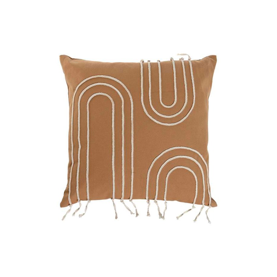 Almofada com Aplicações Mostarda Algodão 420g 45x45