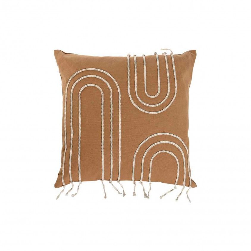 Almofada com Aplicaes Mostarda Algodo 420g 45x45