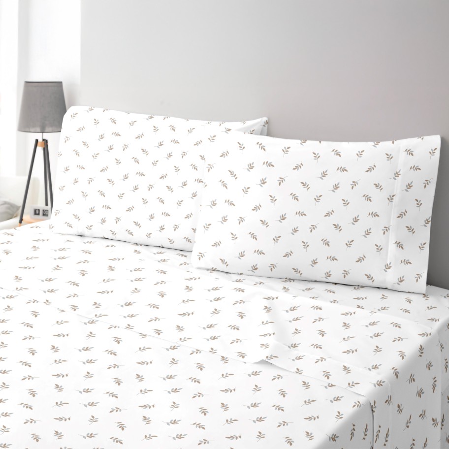 Jogo de Cama com Capa Percal Estampado Oliveira - Cama 100