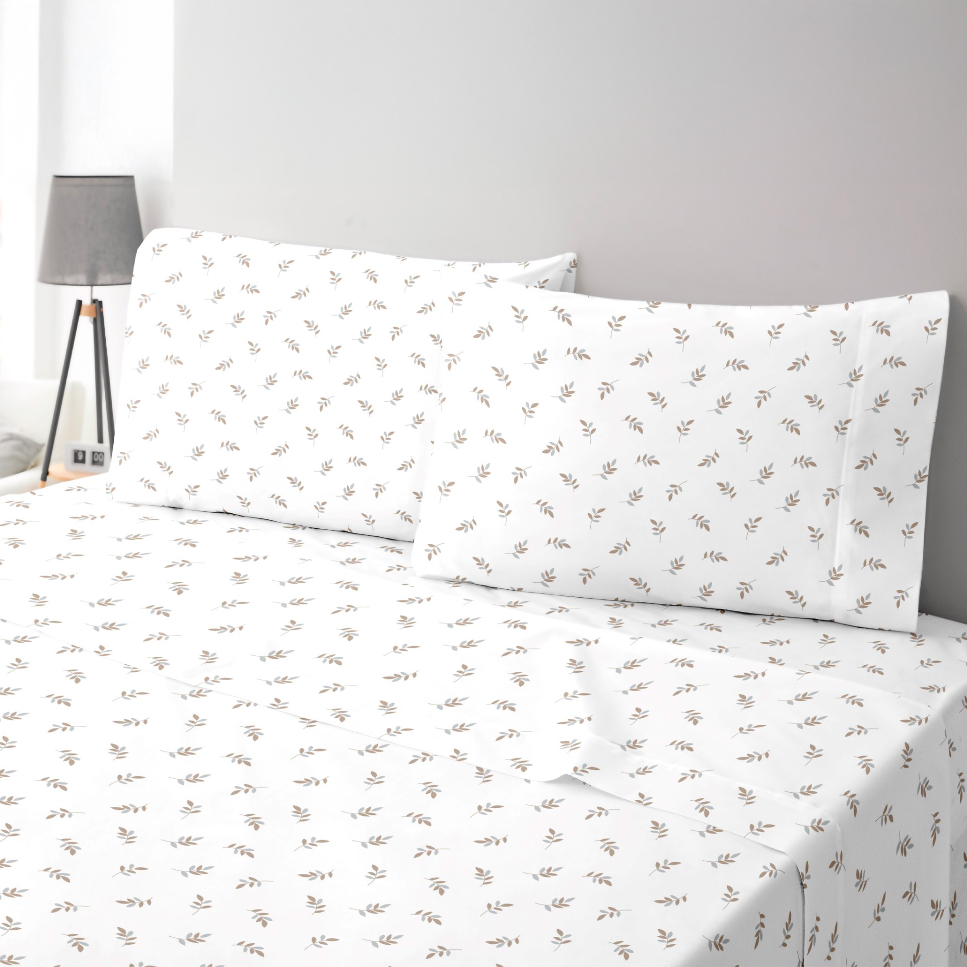Jogo de Cama com Capa Percal Estampado Oliveira - Cama 100