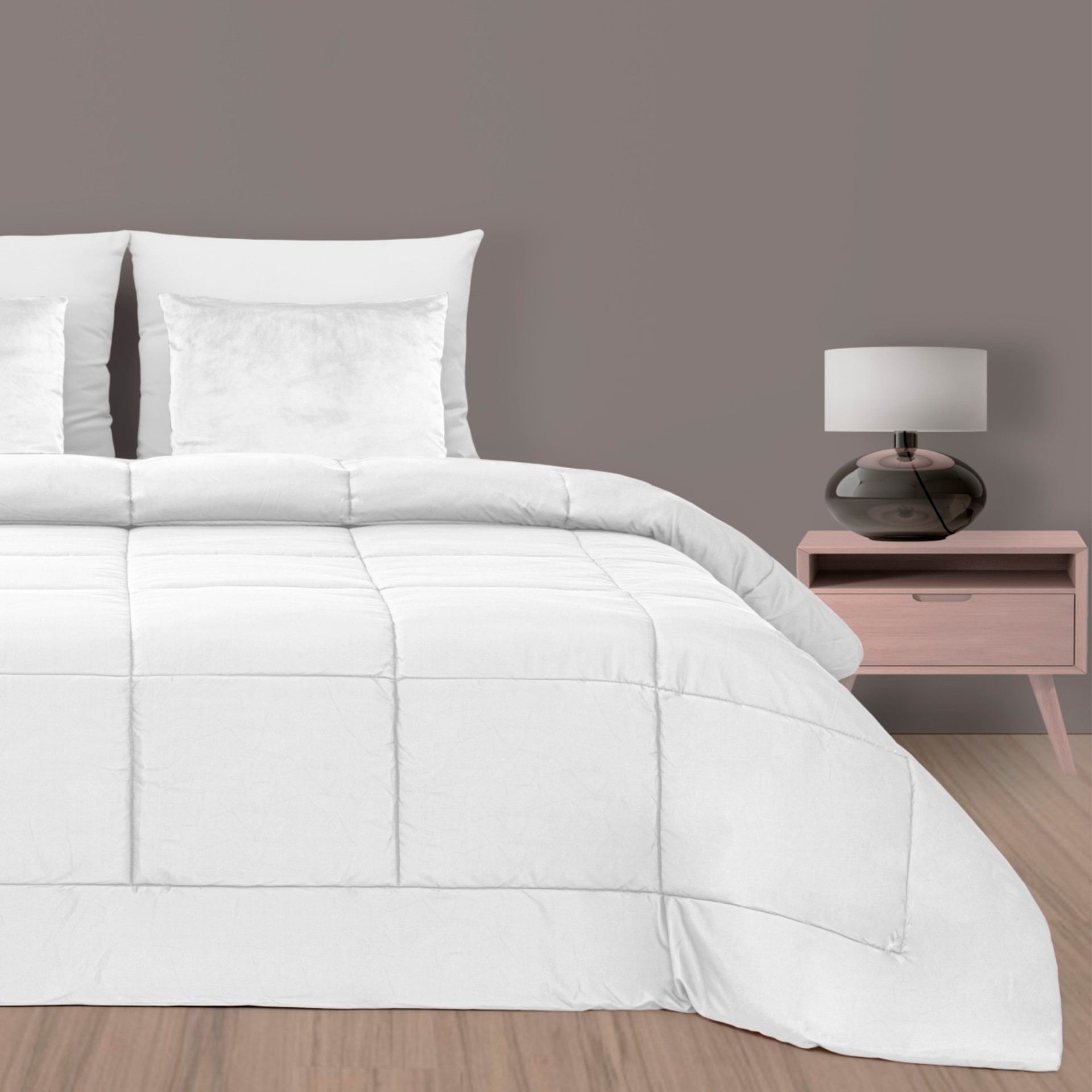 Edred�o Branco Liso - Cama Individual