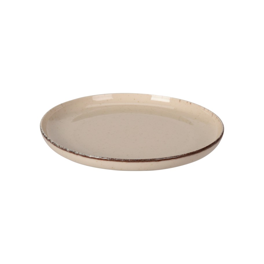 Prato Sobremesa Porcelana Rústica Bege - 19cm