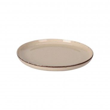 Prato Sobremesa Porcelana Rstica Bege - 19cm