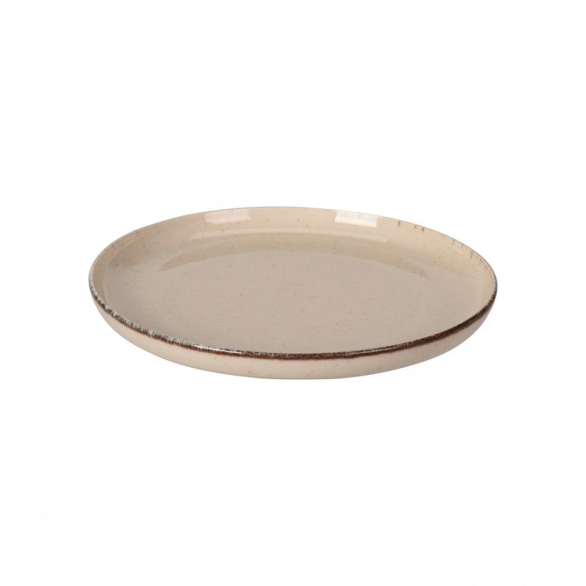 Prato Sobremesa Porcelana Rstica Bege - 19cm