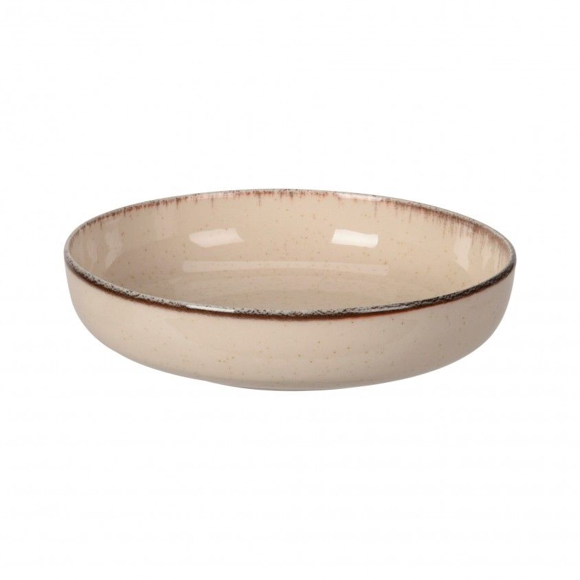 Prato Fundo Porcelana Rstica Bege - 20cm
