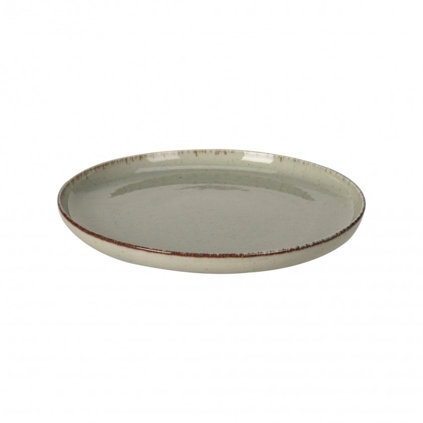 Prato Sobremesa Porcelana Rstica Verde Claro - 19cm