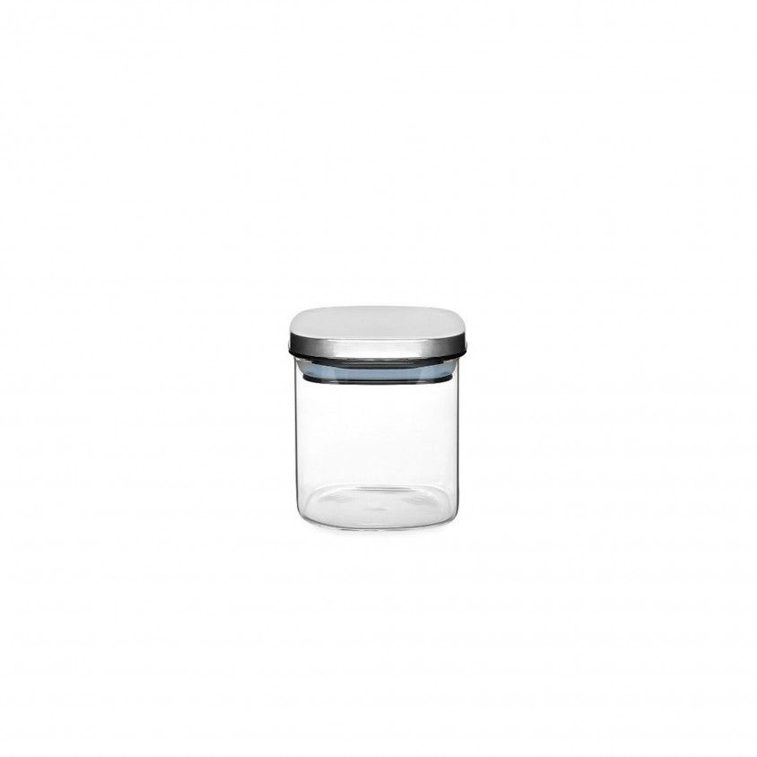 Frasco Vidro Quadrado com Tampa Inox