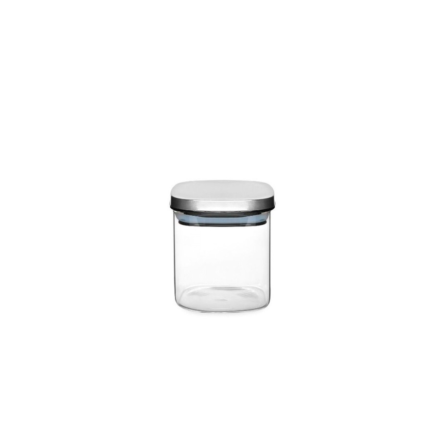 Frasco Vidro Quadrado com Tampa Inox