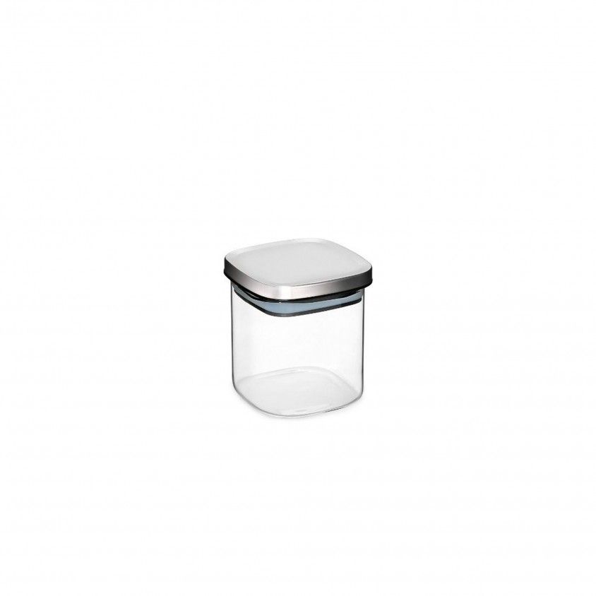 Frasco Vidro Quadrado com Tampa Inox