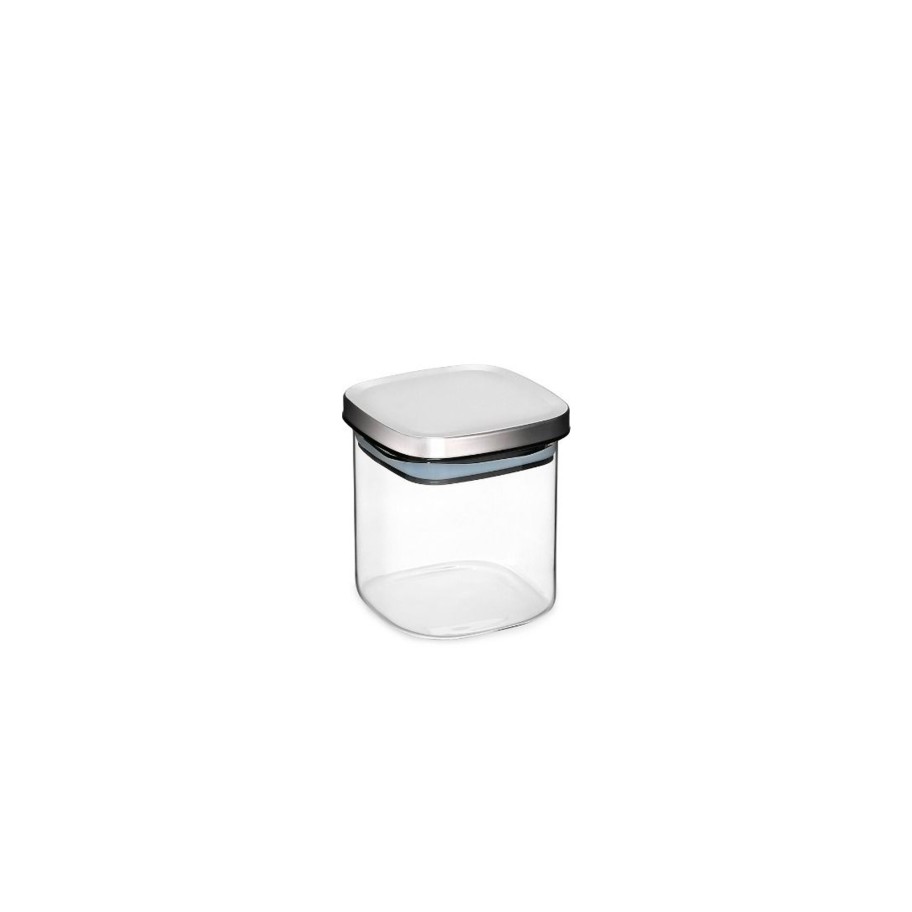 Frasco Vidro Quadrado com Tampa Inox