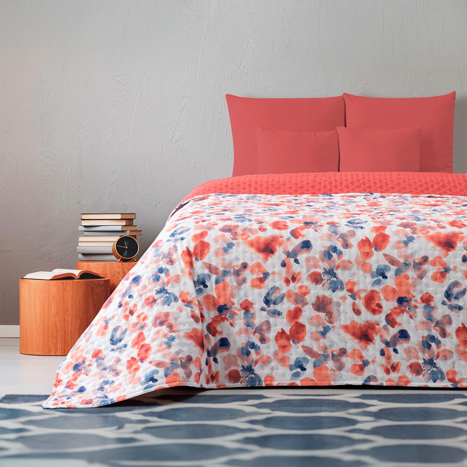 Cobertura Acolchoada Aguarelas Estampada - Cama Individual