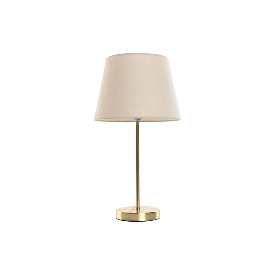 Candeeiro de Mesa em Metal com Abajur em Linho 28x28x49