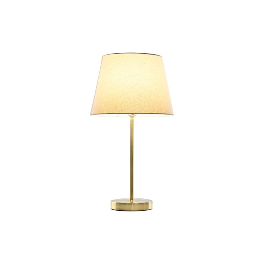 Candeeiro de Mesa em Metal com Abajur em Linho 28x28x49