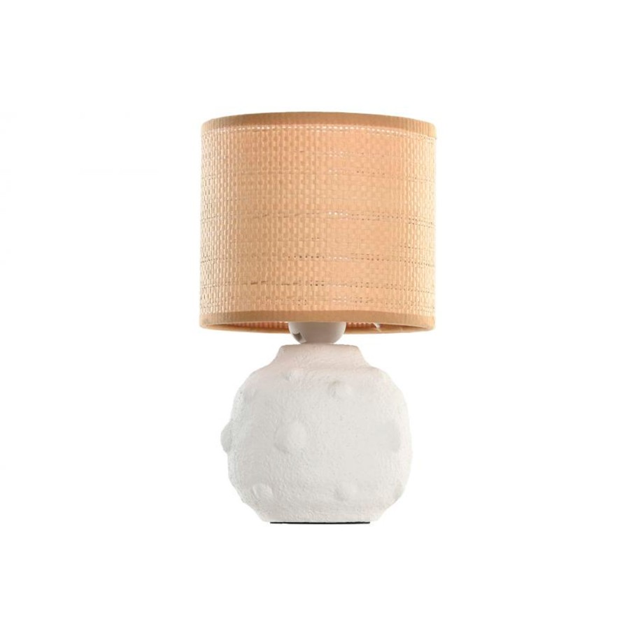 Candeeiro de Mesa Cer�mica/Fibra Branco 15x15x25