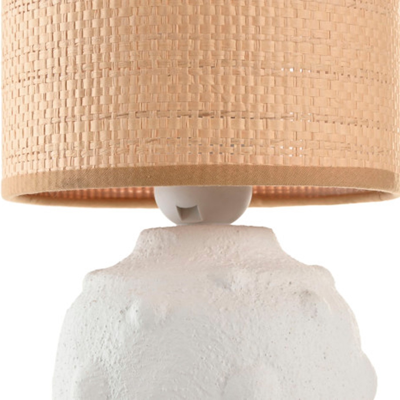 Candeeiro de Mesa Cer�mica/Fibra Branco 15x15x25