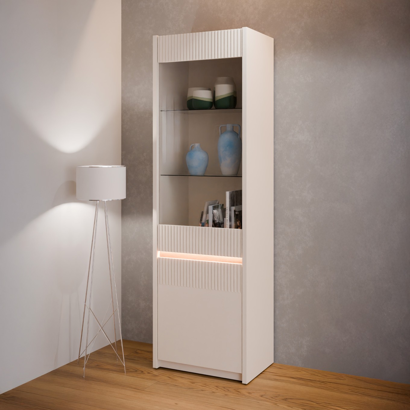 Arm�rio Cristaleira Graz (1 Porta Vidro + 1 Porta Madeira)