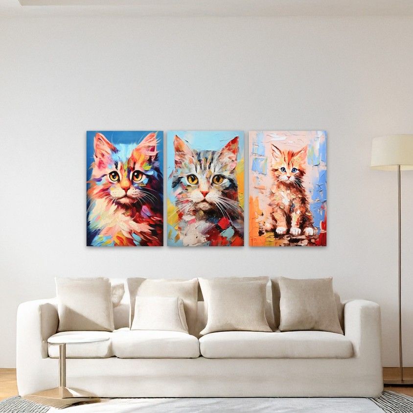 Quadro Gato Lacado Sortido 3 Modelos