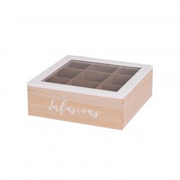 Caixa com 9 Compartimentos para Infuses 23x23x8cm