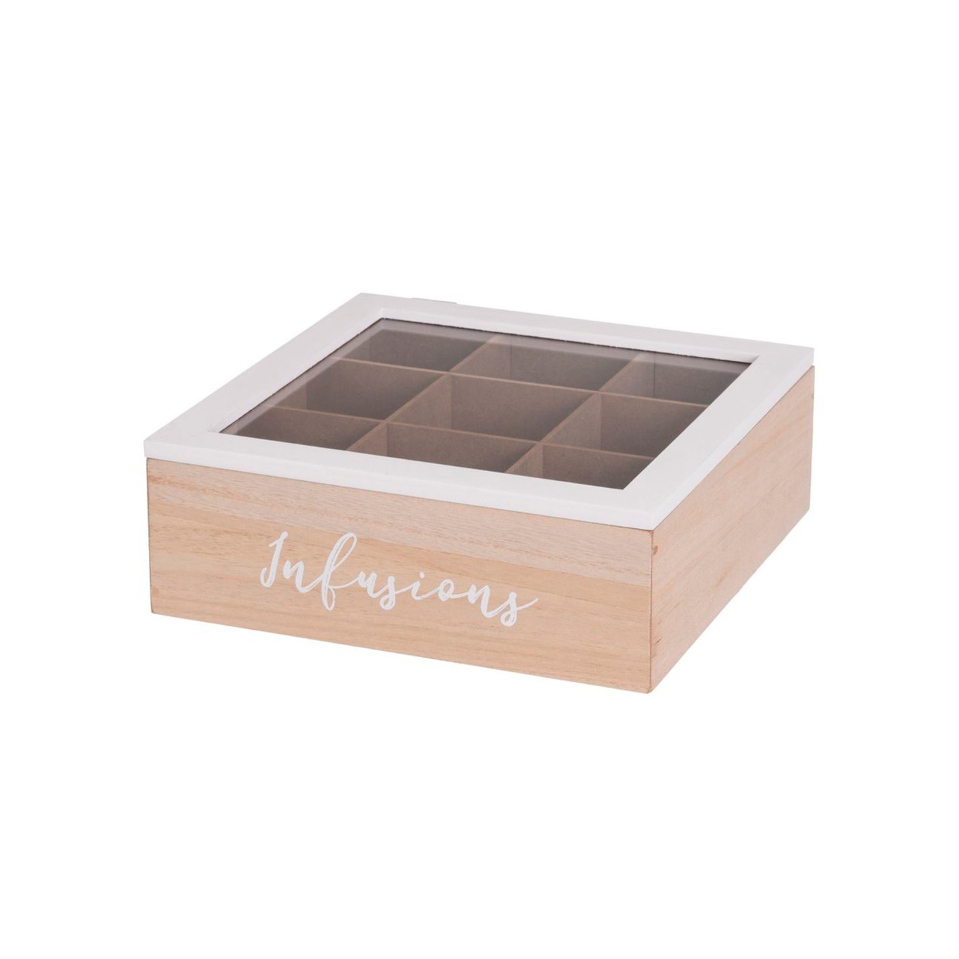 Caixa com 9 Compartimentos para Infus�es 23x23x8cm