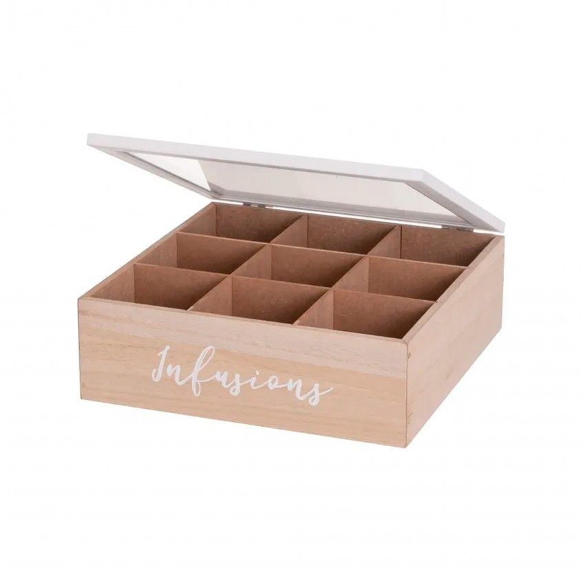 Caixa com 9 Compartimentos para Infuses 23x23x8cm
