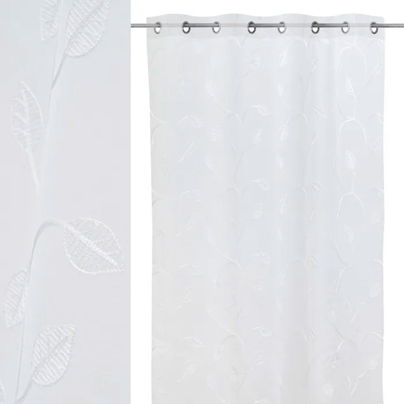 Cortina Dolly Bordado Rib Branco 140x260cm