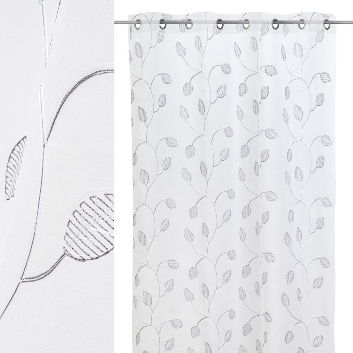 Cortina Dolly Bordado Rib Cinza 140x260cm
