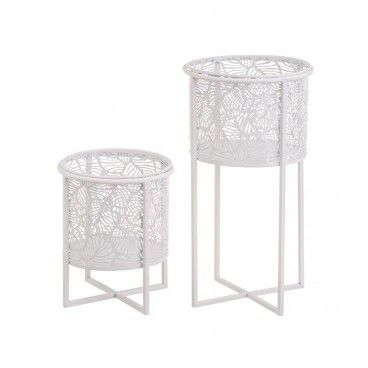 Conjunto 2 Vasos Decorativos Branco 22x22x40cm / 19x19x23cm