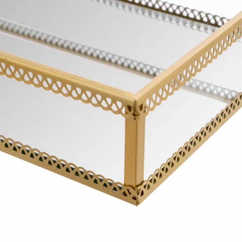 Conjunto 2 Bandejas Ouro 24x14x4cm / 20x10x4cm Conjunto 2 Bandejas Ouro 24x14x4cm / 20x10x4cm