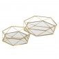 Conjunto 2 Bandejas Ouro 25x25x6cm / 20x20x6cm