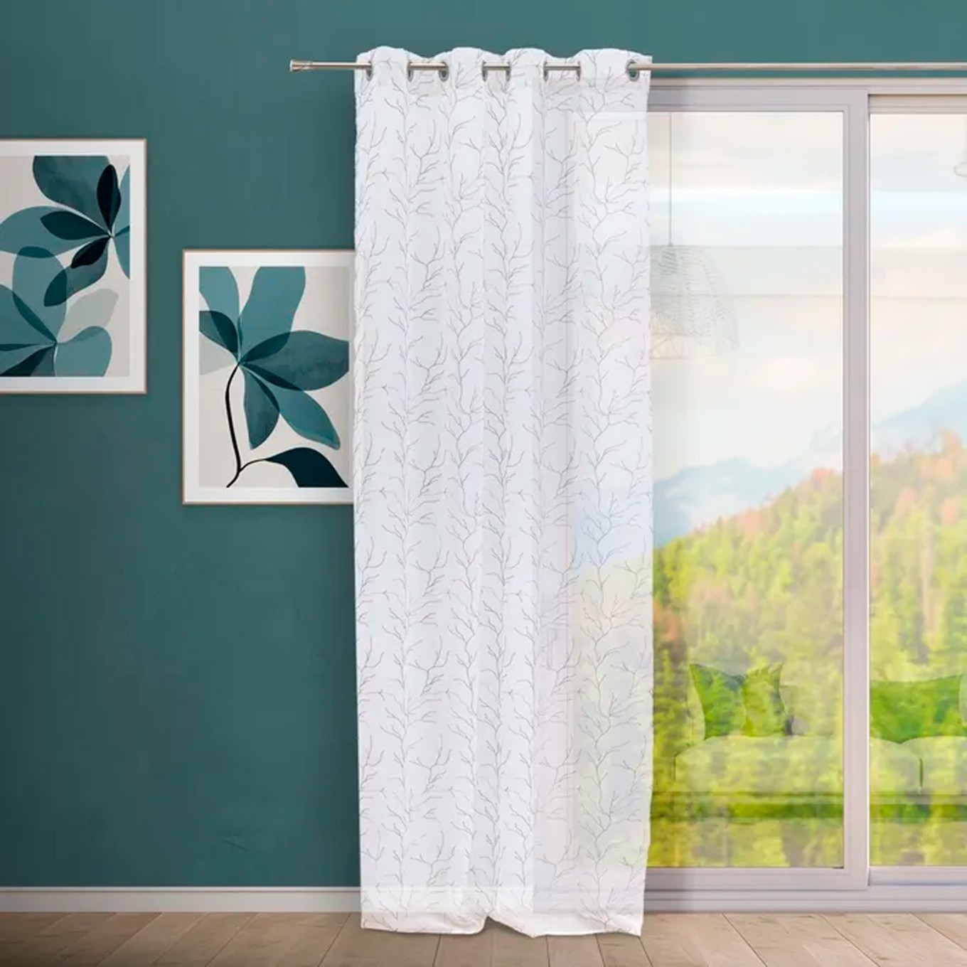 Cortina Dolly Bordado Coral 140x260cm