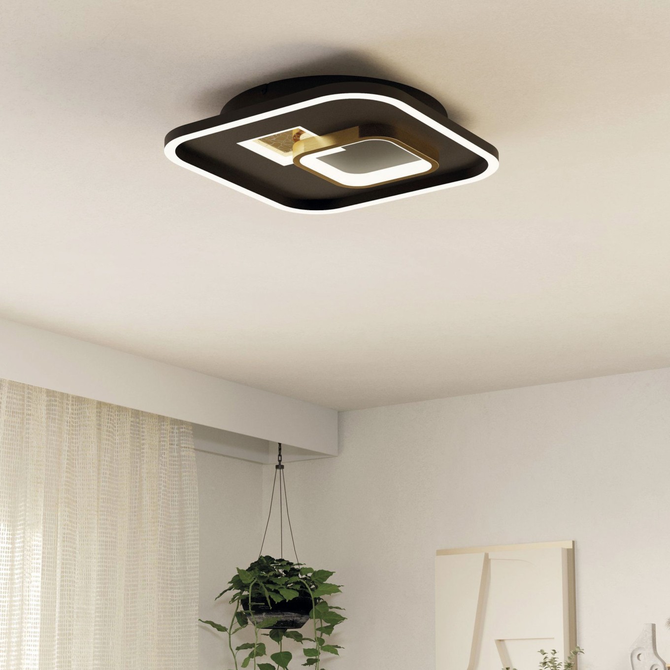 Plafon de Teto LED Moderno Quadrado 380x380 Eglo Tiriolo