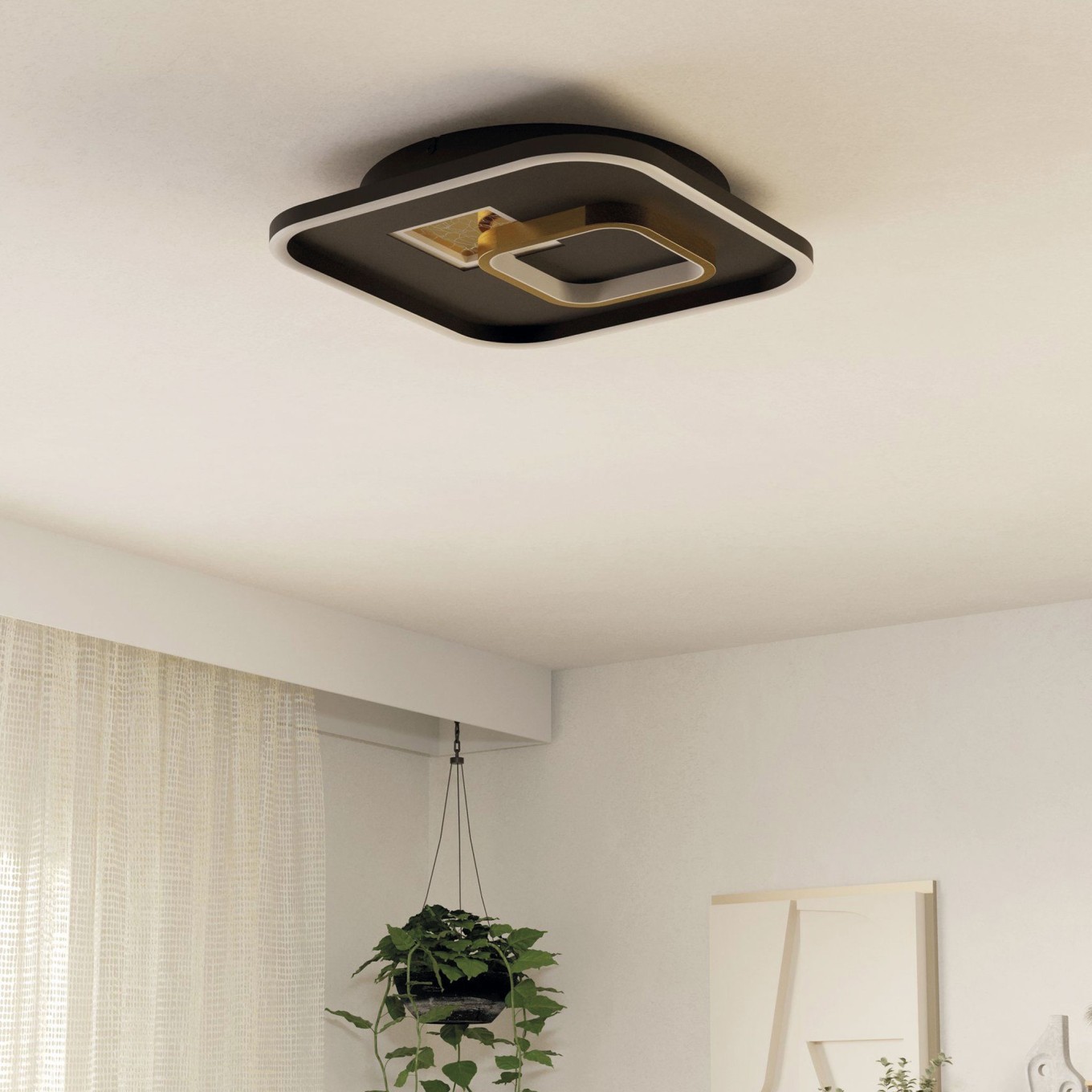 Plafon de Teto LED Moderno Quadrado 380x380 Eglo Tiriolo