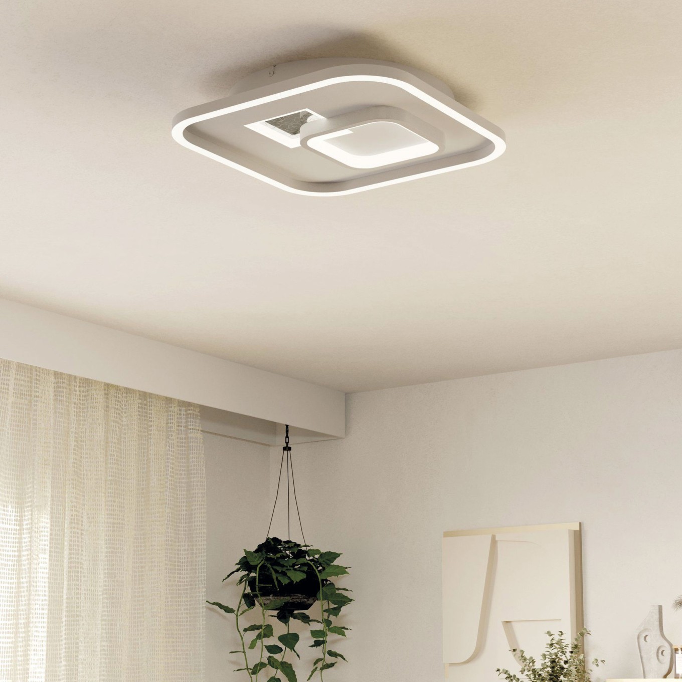 Plafon de Teto LED Moderno Quadrado 380x380 Eglo Tiriolo