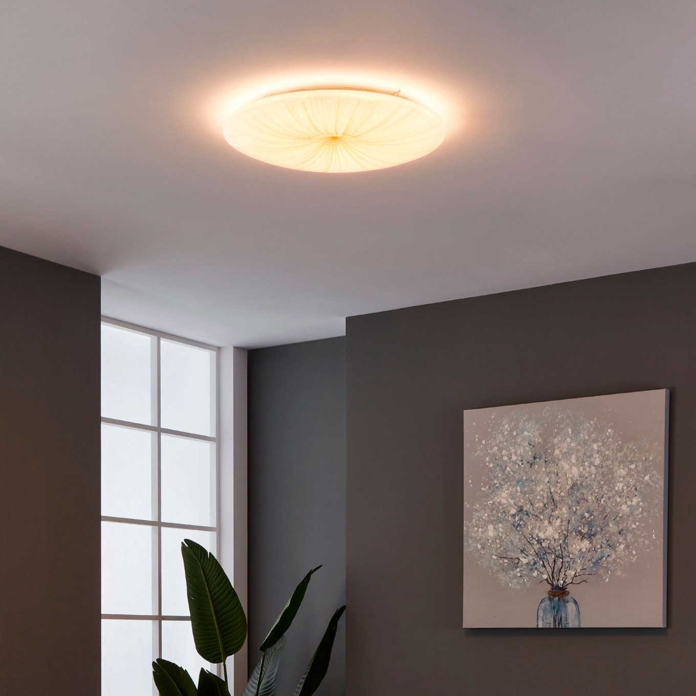 Plafon de Teto LED Redondo Ouro Eglo Nieves 1 �510