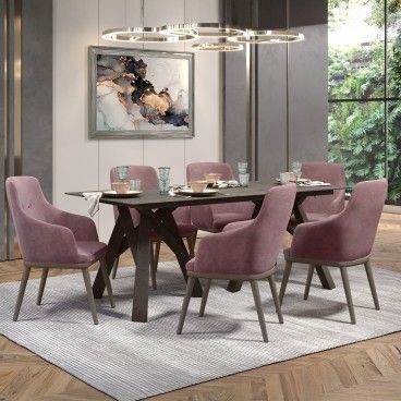 Mesa Marselha Cinza com 6 Cadeiras Modena