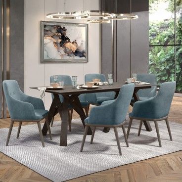 Mesa Marselha Cinza com 6 Cadeiras Modena